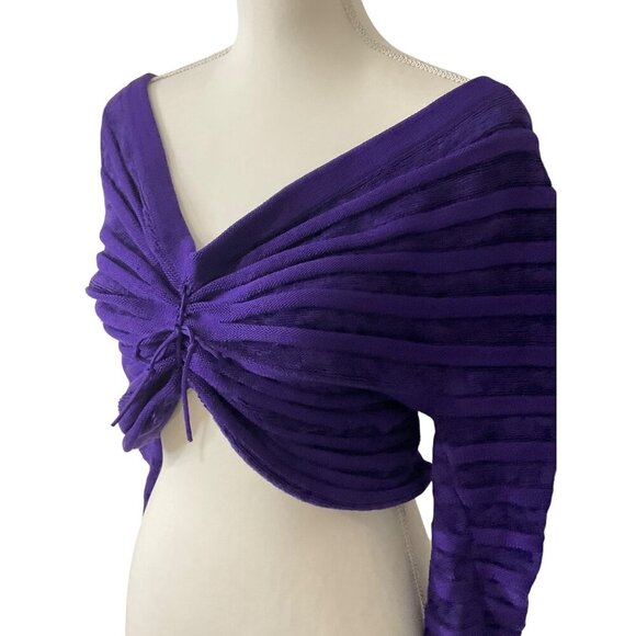 ALAÏA 3d Velvet Top in Ultraviolet 42 New Womens Cropped Knit Blouse - Picture 7 of 16
